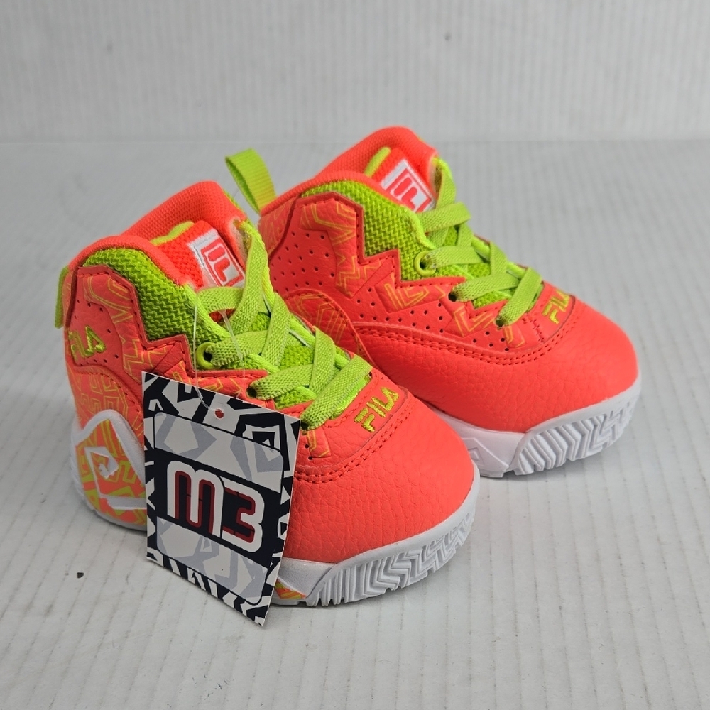 NEW Fila Infant Vibrant Orange and Lime MB Sneakers 4
